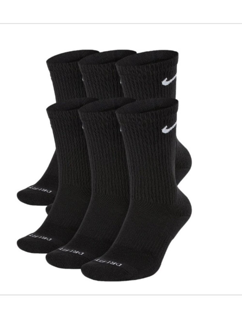 Nike Everyday Plus Dri-FIT Adult Unisex Cushioned 5 Pack Crew Socks Mens L (8-12